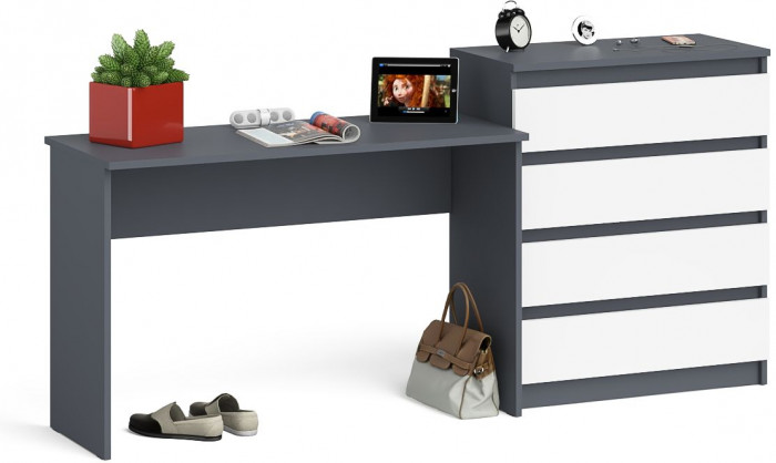 Мори письменный стол МСП1200.1 + Комод МК800.4, графит/белый