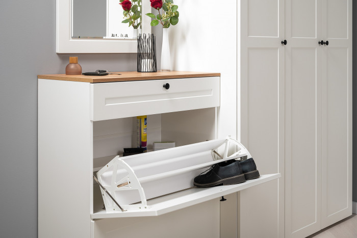 Остин Прихожая 49, белый шагрень/дуб крафт золотой