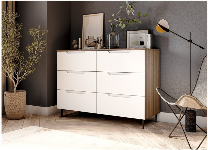 МС Роза Комод 1300, Тренто, Орех Франклин карамель/Белый Софт