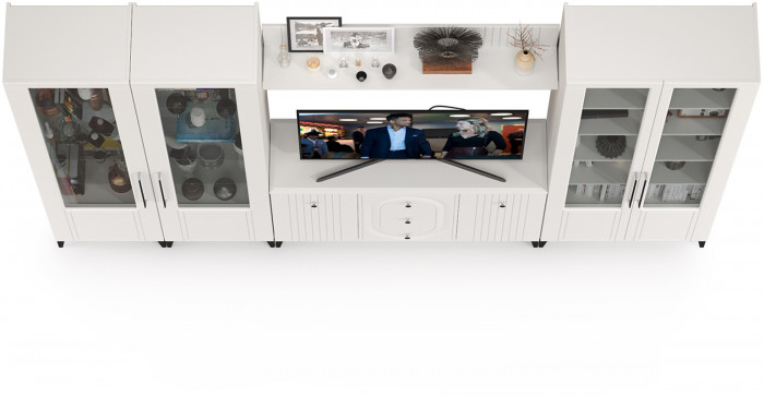 Валенсия Гостиная № 104, ЛДСП белый шагрень/МДФ белый шагрень