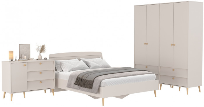 Афина Спальня 18-1600, цвет кашемир серый, сп.м. 1600х2000 мм., б/м, основание есть - фанера