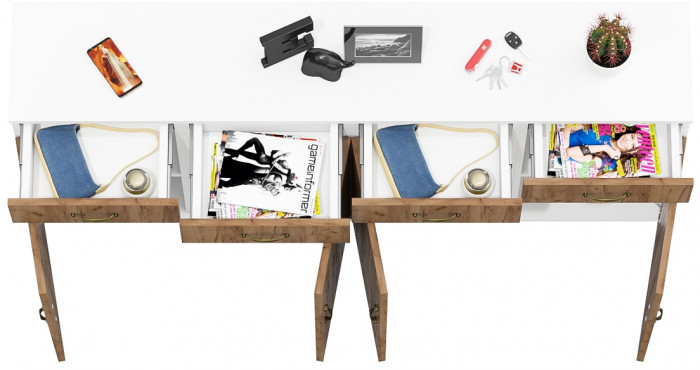 Лидер-8 Тумба МД 3.15 4 шт., цвет белый шагрень/крафт золото, ШхГхВ 160х30х75 см., универсальная сборка