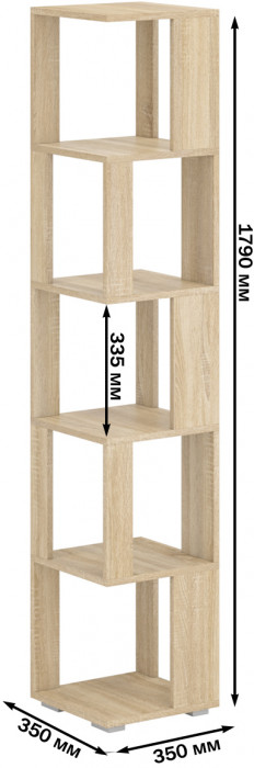 Стеллаж СВК 2 шт., цвет дуб сонома, ШхГхВ 70х35х179 см.