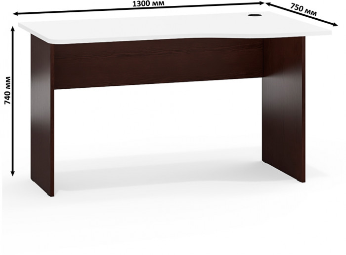 Стол письменный С-МД-1-04, цвет венге/белый шагрень, ШхГхВ 130х75х74 см., универсальная сборка