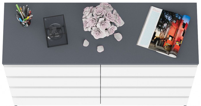 Мори Комод МК1200.8, цвет графит/белый, ШхГхВ 120,4х41х94 см.