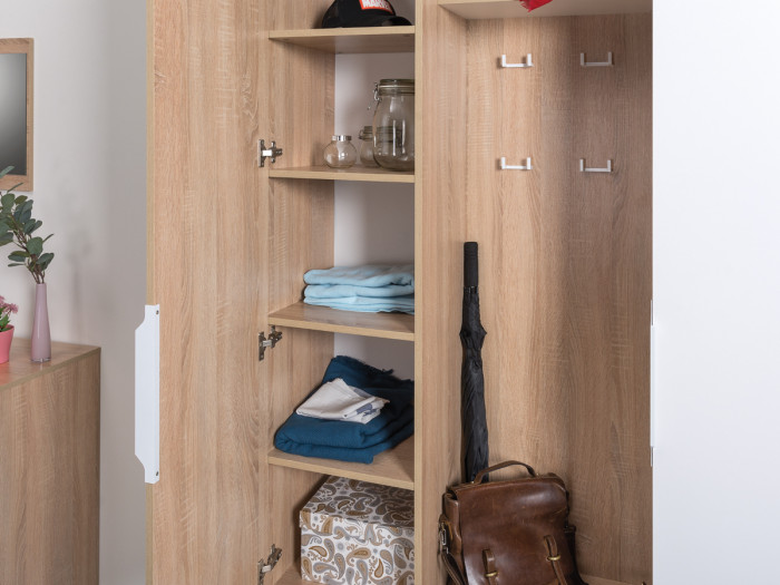 Куба Шкаф комбинированный 10.14, цвет дуб сонома/белый премиум, ШхГхВ 86,4х38,3х210,6 см., универсальная сборка