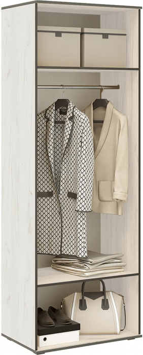 Норд Шкаф двухстворчатый 800 + Антресоль 800 Дуб Крафт белый