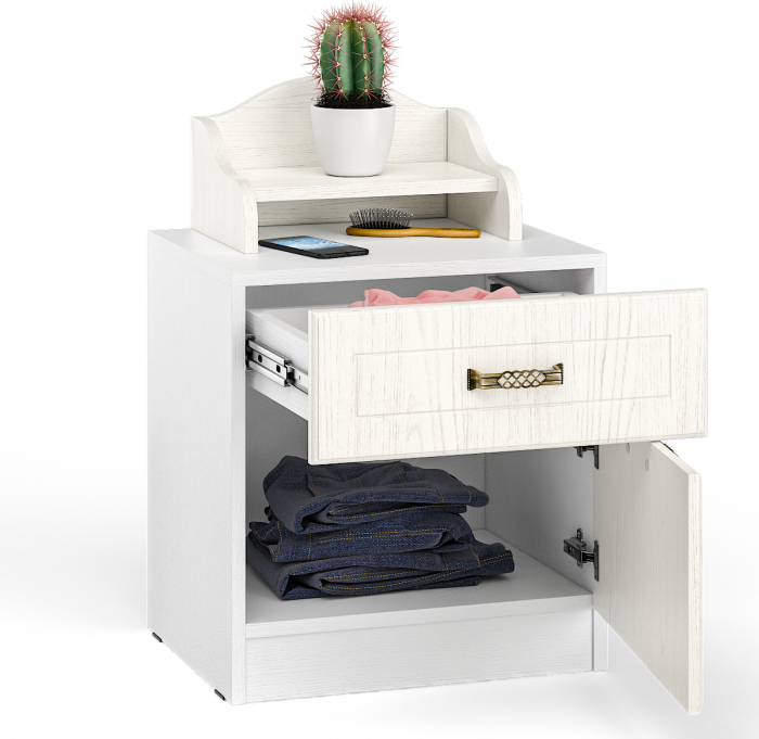 Ливерпуль Тумба 08.146 + Полка 10.117, ясень ваниль/белый