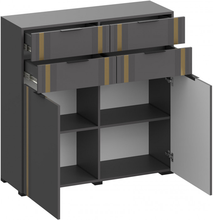 Модульная Прихожая Эмэ, набор №3, Графит/Графит золото, Simple 27