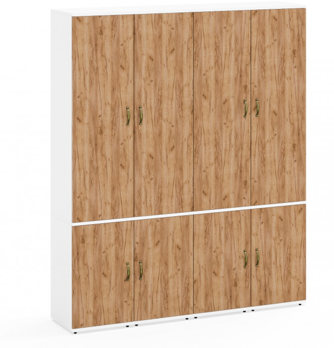 Лидер-8 Пенал МД 21Б 4 шт., цвет белый шагрень/крафт золото, ШхГхВ 160х37,5х190 см., универсальная сборка