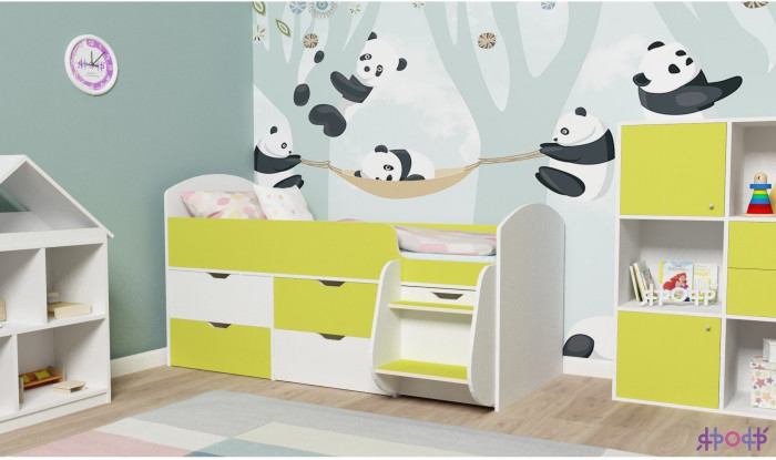 Кровать-чердак Малыш 7 (Винтерберг/Оранжевый)