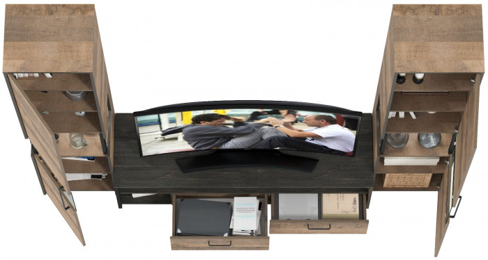 Трувор Гостиная 018, цвет дуб гранж песочный/интра, ШхГхВ 239,4х45,4х210 см., универсальная сборка