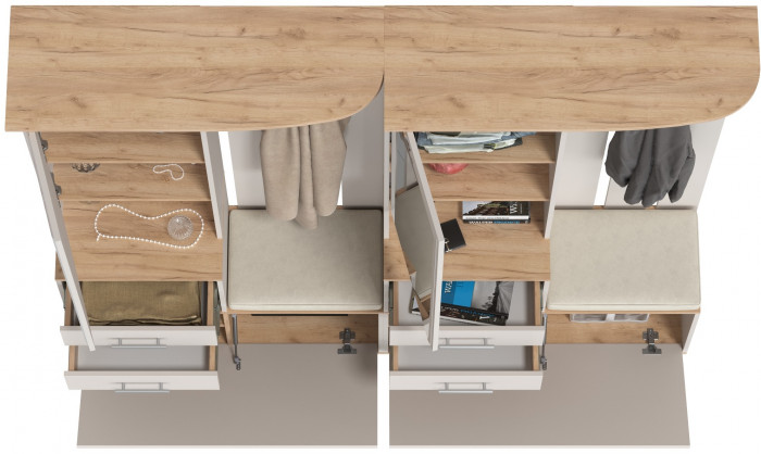 Два шкафа с вешалкой Домино 2-3431дкз/к.с, цвет дуб крафт золотой/кашемир серый, ШхГхВ 200х36х202 см., универсальная сборка