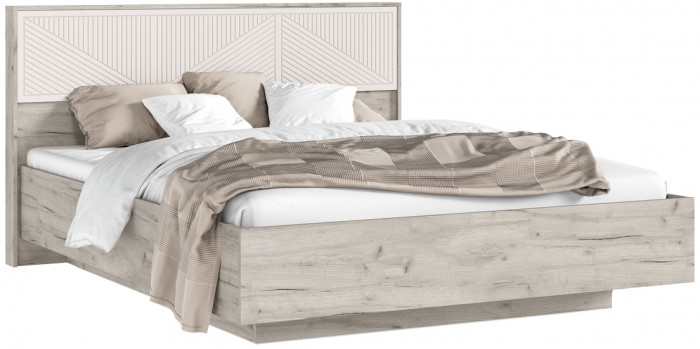 Сильвия Кровать парящая 1,6м (ортопед металл) с подсветкой, Крафт серый/Кашемир