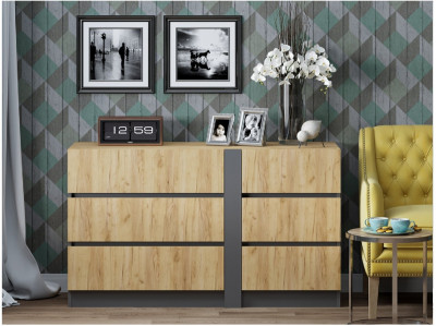 Комод Берк-12 (Графит, Дуб крафт золотой)