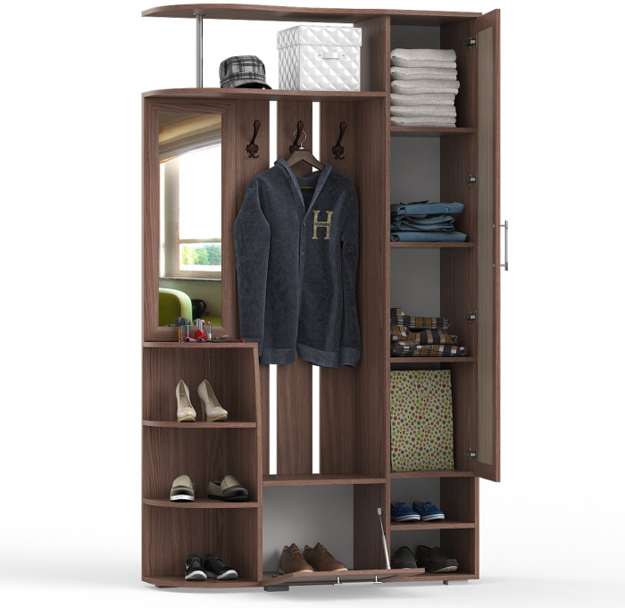 Прихожая Ксения-2, цвет ясень шимо светлый/ясень шимо тёмный, ШхГхВ 120х38х212 см., НЕ универсальная сборка