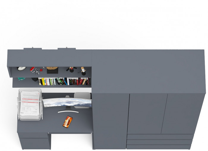 Мори компьютерный стол МС-1 левый + Шкаф МШ1200.1 + Полка 900, графит