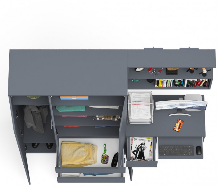 Мори компьютерный стол МС-1 левый + Шкаф МШ1200.1 + Полка 900, графит