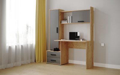 Компьютерный стол Квартет-9, Дуб крафт золотой/Графит серый