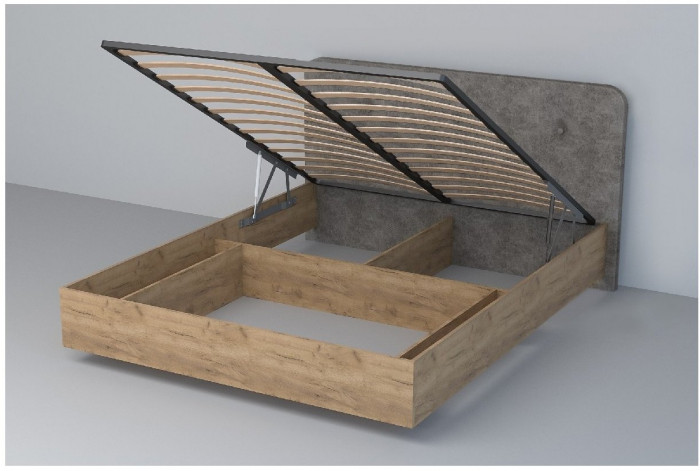 Кровать 1,4 арт.031 (Пуговицы) ПМ. (Дуб Крафт Золотой/К/з Белый Глянец)