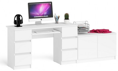 Мори Стол компьютерный МС-2 + Тумба МА900.1, цвет белый, ШхГхВ 225,8х50,4х76,6 см., универсальная сборка