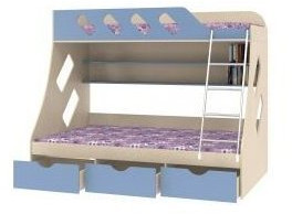 Дельта-20.01 Детская двухъярусная кровать с лестницей (Дуб молочный, Ясень шимо светлый)