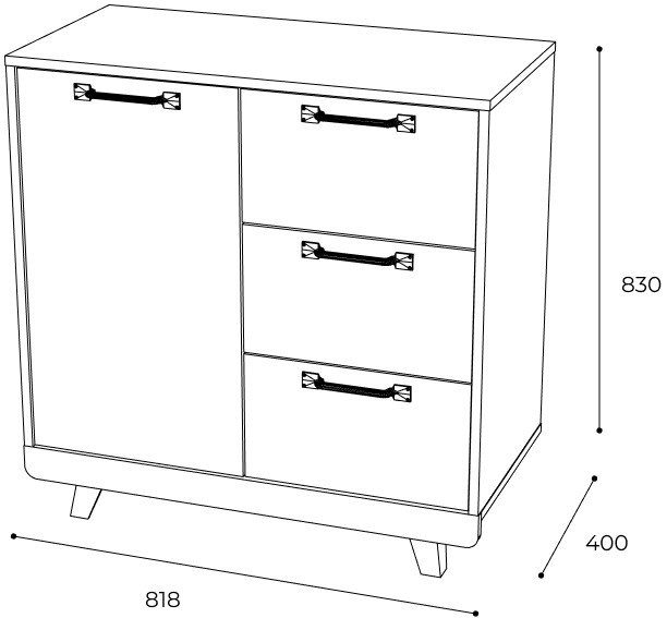 Комод "Мегаполис" КМ-12 Дуб каньон/F04 антик серебро