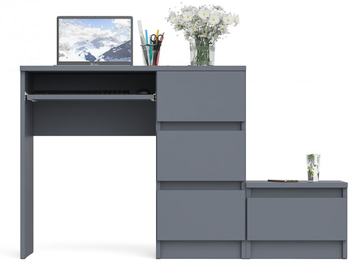 Мори Стол компьютерный МС-6 правый + Тумба ТМП400.1, цвет графит, ШхГхВ 130,4х50х76,6 см., выдвижные ящики справа, НЕ универсальная сборка