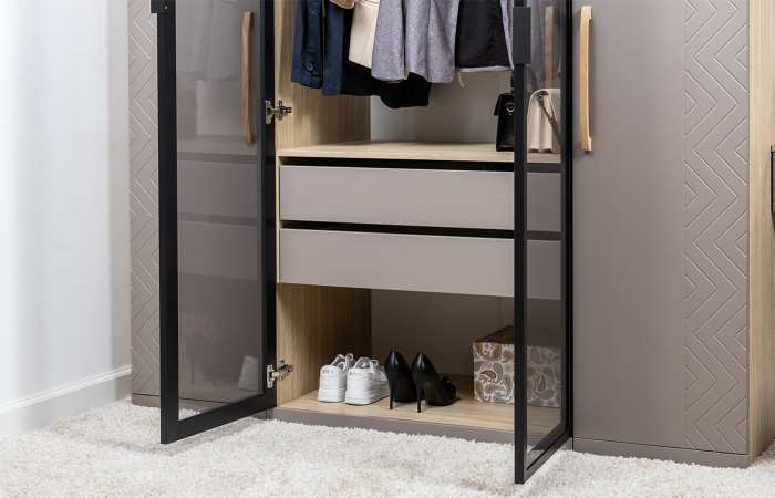 Амьен Шкаф-витрина 16.395, плейн/веллюто капучино