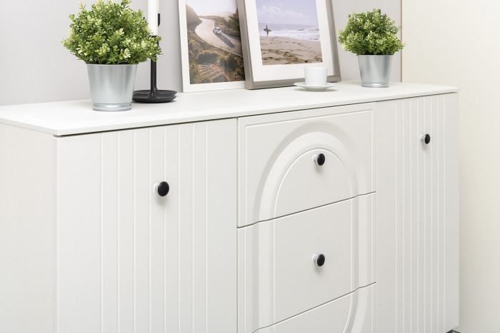 Валенсия Гостиная № 109, ЛДСП белый шагрень/МДФ белый шагрень