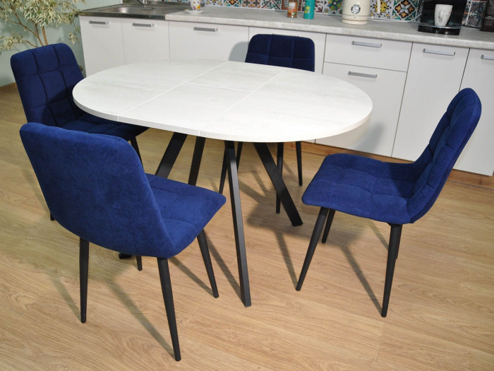 Обеденная группа Нарди / Стул Х 4 шт. / Бетон белый/черный / бид  36