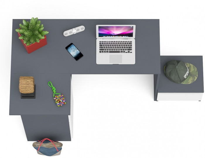 Мори Стол компьютерный МС-16 левый + Тумба ТМП400.1, цвет графит/белый, ШхГхВ 164,8х84,9х76,6 см., выдвижные ящики слева, НЕ универсальная сборка