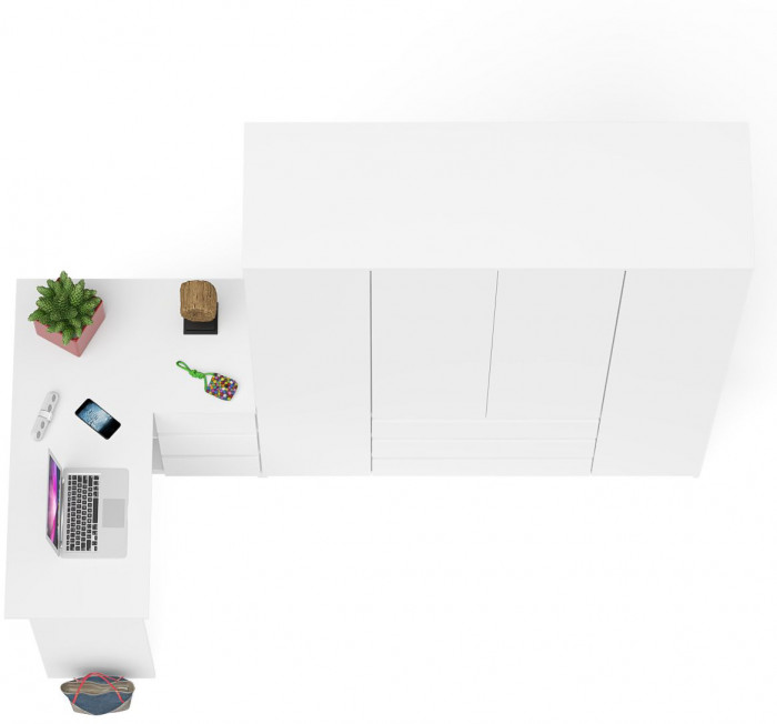 Мори Стол компьютерный МС-16 правый + Шкаф МШ1600.1, цвет белый, ШхГхВ 284,8х84,9х209,6 см., выдвижные ящики справа, НЕ универсальная сборка