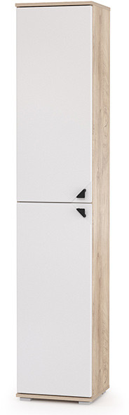 КР100 Бостон 13.154 Шкаф, цвет дуб эндгрейн элегантный/фасады МДФ милк рикамо софт, ШхГхВ 38,6х35,1х194,4 см., универсальная сборка