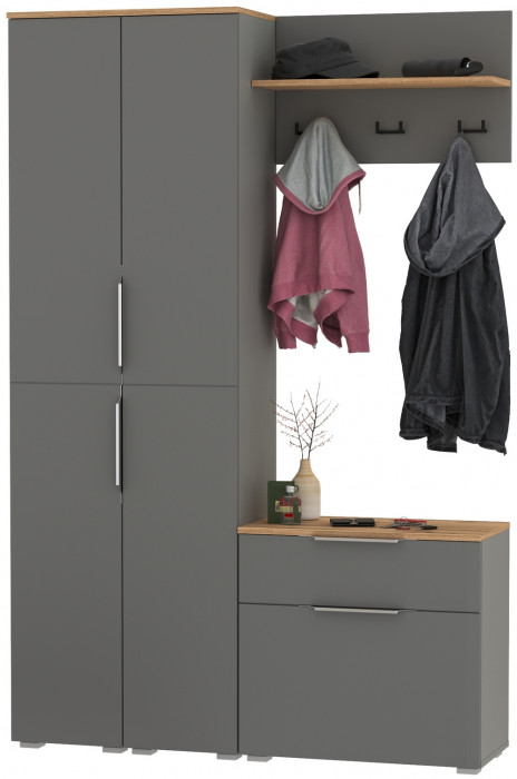 Октава Прихожая 18, серый графит/дуб крафт золотой/фасады МДФ серый графит