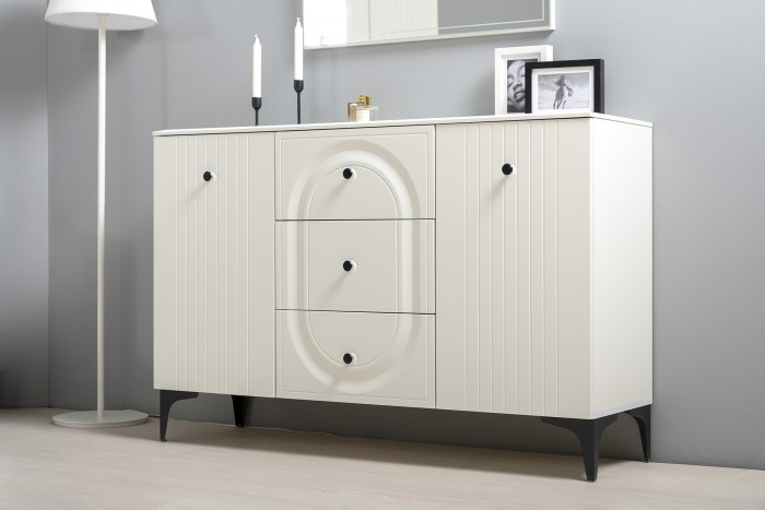 Валенсия Гостиная № 111, ЛДСП белый шагрень/МДФ белый шагрень