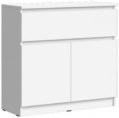 Челси Комод 800 (1 ящик 2 двери) (Белый глянец, Белый)