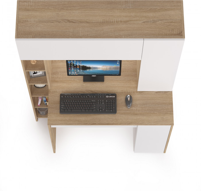 компьютерный стол Комфорт 12.71, дуб сонома/белый