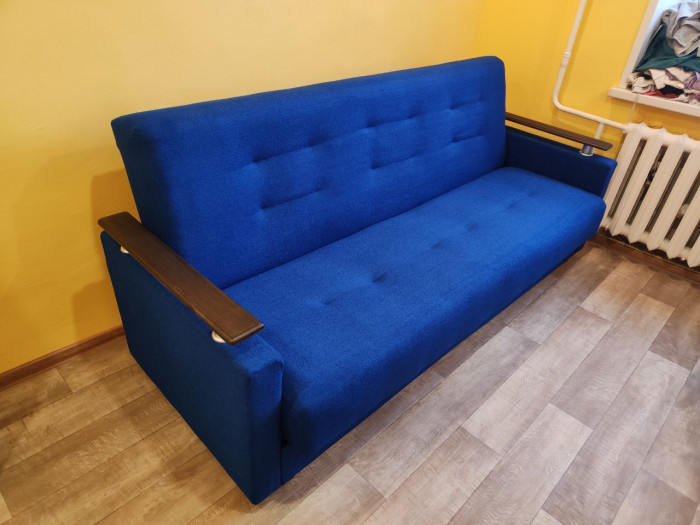 Раскладной диван-кровать, прямой, книжка, цвет синий, Милан Люкс 120