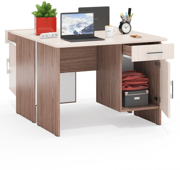 Два стола письменных С-МД-1-09, ясень шимо светлый/ясень шимо тёмный