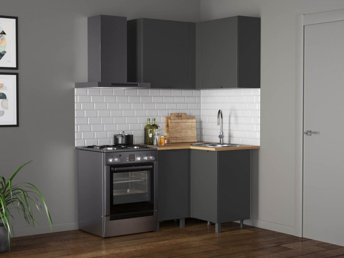 Кухня Венера угловая 1000 х 1000 Диамант серый