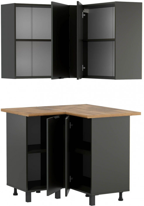 Кухня Венера угловая 1000 х 1000 Диамант серый