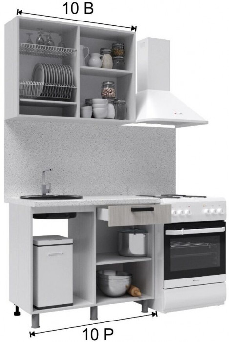 Кухонный гарнитур Палермо 1,0м Дуб Остин Серый/Дуб Остин бежевый