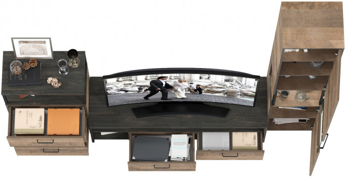 Трувор Гостиная 024, цвет дуб гранж песочный/интра, ШхГхВ 260,6х45,4х210 см., универсальная сборка