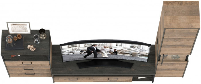 Трувор Гостиная 024, цвет дуб гранж песочный/интра, ШхГхВ 260,6х45,4х210 см., универсальная сборка