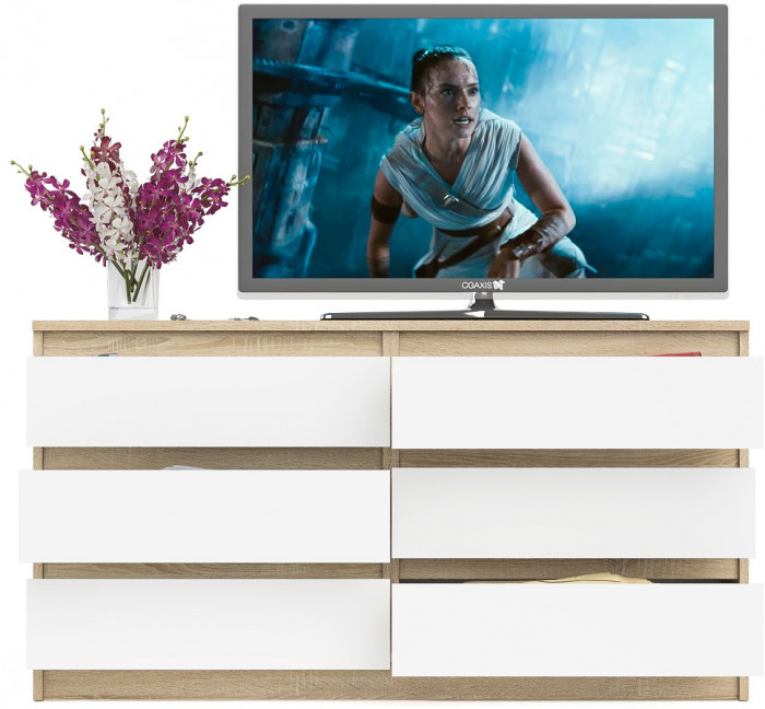 Мори Комод МК1380.6, цвет дуб сонома/белый, ШхГхВ 138х41х73 см.