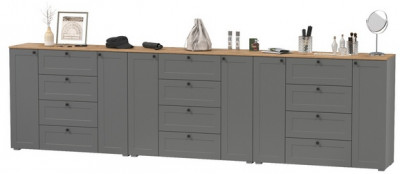 Остин 16.221 Комод + 16.221 Комод + 16.221 Комод, серый графит/дуб крафт золотой