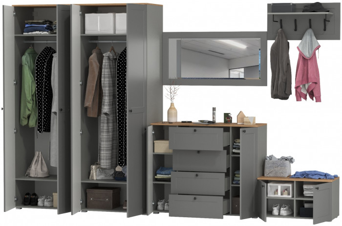 Остин Прихожая 54, серый графит/дуб крафт золотой