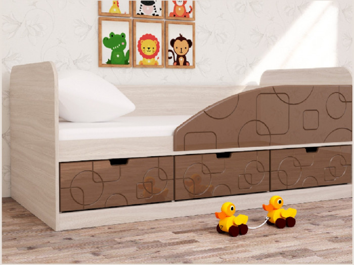 Кровать Бриз-4 80х160 Квадрат (Ирис/Белый/Левый)