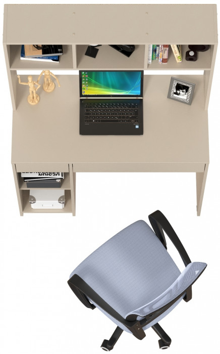 компьютерный стол Комфорт 12.77F + кресло 103 серое, сатин